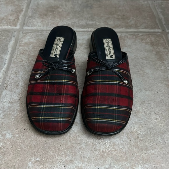 Brighton red plaid Holly slides size 7 1/2 - Picture 1 of 6